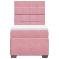 vidaXL Boxspringbett mit Matratze Rosa 100x200 cm Samt