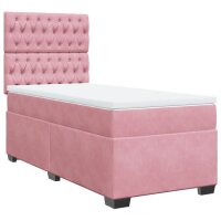 vidaXL Boxspringbett mit Matratze Rosa 100x200 cm Samt