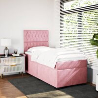 vidaXL Boxspringbett mit Matratze Rosa 100x200 cm Samt