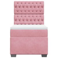 vidaXL Boxspringbett mit Matratze Rosa 100x200 cm Samt