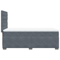 vidaXL Boxspringbett mit Matratze Dunkelgrau 100x200 cm Samt