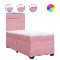 vidaXL Boxspringbett mit Matratze Rosa 80x200 cm Samt