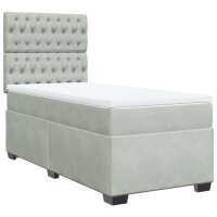 vidaXL Boxspringbett mit Matratze Hellgrau 90x190 cm Samt