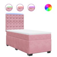 vidaXL Boxspringbett mit Matratze Rosa 90x190 cm Samt