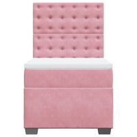 vidaXL Boxspringbett mit Matratze Rosa 90x190 cm Samt