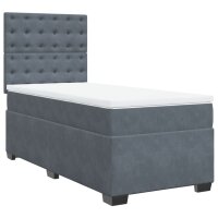 vidaXL Boxspringbett mit Matratze Dunkelgrau 90x190 cm Samt