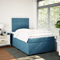 vidaXL Boxspringbett mit Matratze Blau 120x190 cm Samt