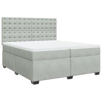 vidaXL Boxspringbett mit Matratze Hellgrau 200x200 cm Samt