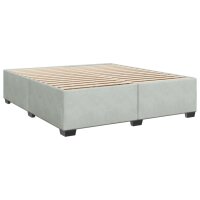 vidaXL Boxspringbett mit Matratze Hellgrau 200x200 cm Samt