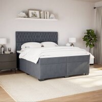 vidaXL Boxspringbett mit Matratze Dunkelgrau 200x200 cm Samt