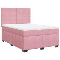 vidaXL Boxspringbett mit Matratze Rosa 160x200 cm Samt