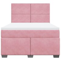 vidaXL Boxspringbett mit Matratze Rosa 160x200 cm Samt