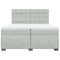 vidaXL Boxspringbett mit Matratze Hellgrau 200x200 cm Samt