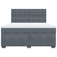 vidaXL Boxspringbett mit Matratze Dunkelgrau 180x200 cm Samt