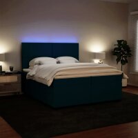 vidaXL Boxspringbett mit Matratze Blau 200x200 cm Samt