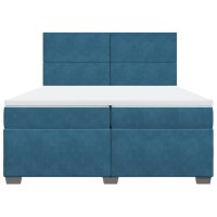 vidaXL Boxspringbett mit Matratze Blau 200x200 cm Samt