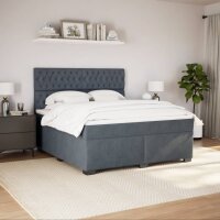 vidaXL Boxspringbett mit Matratze Dunkelgrau 180x200 cm Samt