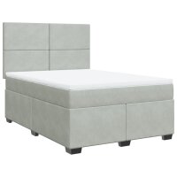 vidaXL Boxspringbett mit Matratze Hellgrau 140x200 cm Samt