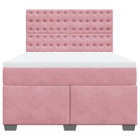 vidaXL Boxspringbett mit Matratze Rosa 140x200 cm Samt