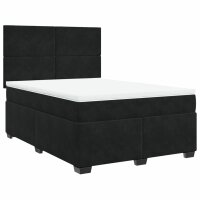 vidaXL Boxspringbett mit Matratze Schwarz 140x200 cm Samt