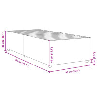 vidaXL Bettgestell Dunkelbraun 90x200 cm Stoff