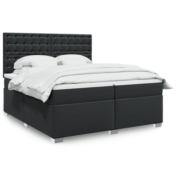 vidaXL Boxspringbett mit Matratze Schwarz 200x200 cm Kunstleder