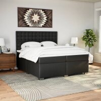 vidaXL Boxspringbett mit Matratze Schwarz 200x200 cm Kunstleder