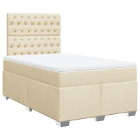 vidaXL Boxspringbett mit Matratze Creme 120x190 cm Stoff