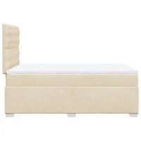 vidaXL Boxspringbett mit Matratze Creme 120x190 cm Stoff