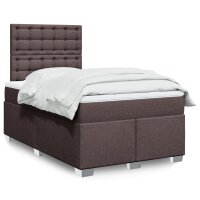 vidaXL Boxspringbett mit Matratze Dunkelbraun 120x200 cm Stoff