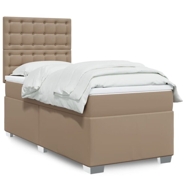 vidaXL Boxspringbett mit Matratze Cappuccino-Braun 80x200cm Kunstleder