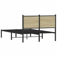 vidaXL Bettgestell mit Kopfteil Metall Sonoma-Eiche 120x190 cm