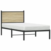 vidaXL Bettgestell mit Kopfteil Metall Sonoma-Eiche 80x200 cm