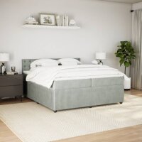 vidaXL Boxspringbett mit Matratze Hellgrau 200x200 cm Samt