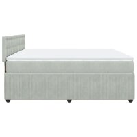 vidaXL Boxspringbett mit Matratze Hellgrau 200x200 cm Samt