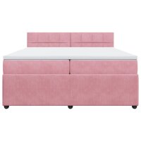 vidaXL Boxspringbett mit Matratze Rosa 200x200 cm Samt