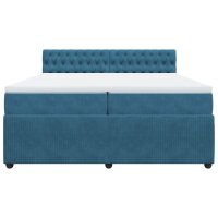 vidaXL Boxspringbett mit Matratze Blau 200x200 cm Samt