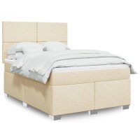 vidaXL Boxspringbett mit Matratze Creme 140x200 cm Stoff