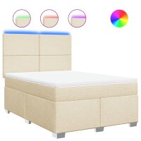 vidaXL Boxspringbett mit Matratze Creme 140x200 cm Stoff