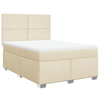 vidaXL Boxspringbett mit Matratze Creme 140x200 cm Stoff