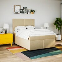 vidaXL Boxspringbett mit Matratze Creme 140x200 cm Stoff