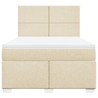 vidaXL Boxspringbett mit Matratze Creme 140x200 cm Stoff