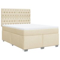 vidaXL Boxspringbett mit Matratze Creme 140x200 cm Stoff