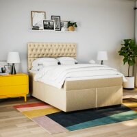 vidaXL Boxspringbett mit Matratze Creme 140x200 cm Stoff