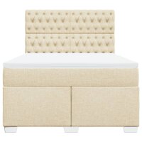 vidaXL Boxspringbett mit Matratze Creme 140x200 cm Stoff