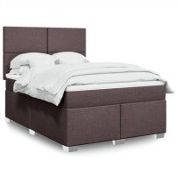 vidaXL Boxspringbett mit Matratze Dunkelbraun 160x200 cm Stoff