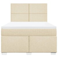 vidaXL Boxspringbett mit Matratze Creme 160x200 cm Stoff