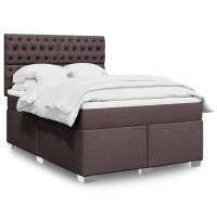 vidaXL Boxspringbett mit Matratze Dunkelbraun 160x200 cm Stoff