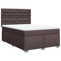 vidaXL Boxspringbett mit Matratze Dunkelbraun 160x200 cm Stoff