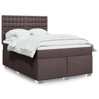 vidaXL Boxspringbett mit Matratze Dunkelbraun 160x200 cm Stoff